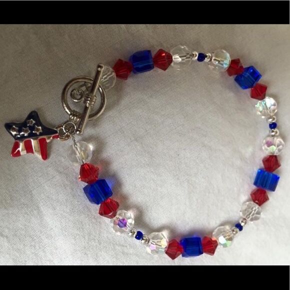 Patriotic Bracelet w/Charm‎ - Picture 1 of 2